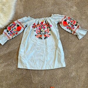 Free People embroidered dress off shoulder